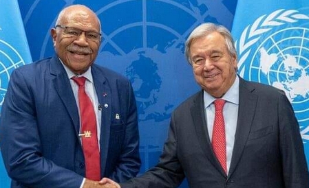 Prime Minister Sitiveni Rabuka Holds Productive Meeting with UN Secretary-General Antonio Guterres During Scheduled Courtesy Call.