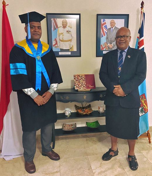 Fiji Correction Services (FCS) officer, Aisea Rainima, graduates from the universitas Indonesia with Masters of Science in Social Psychology