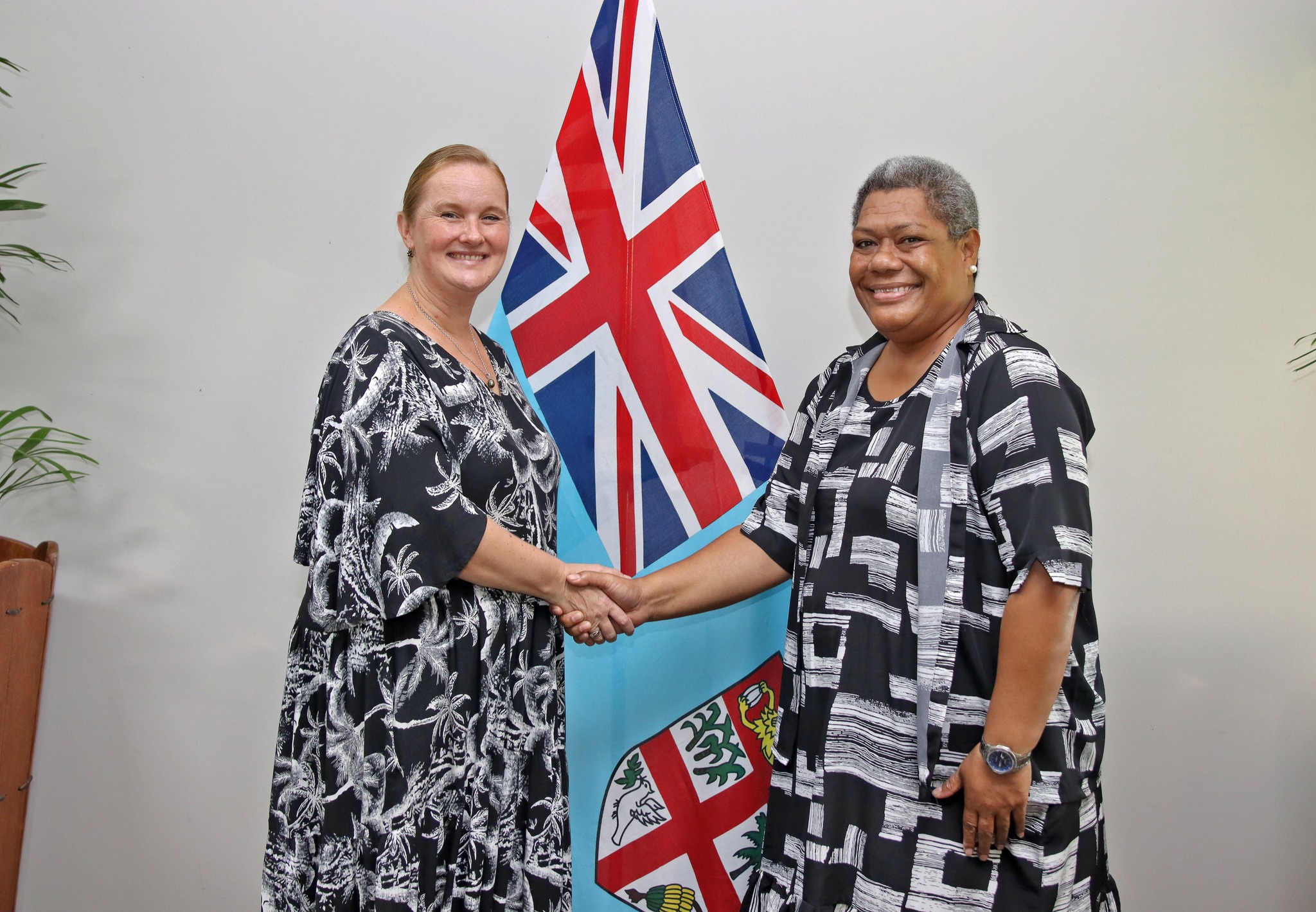 Permanent secretary for Foreign Affairs, Dr. Raijieli Taga receives a courtesy call from the New Zealand High Commissioner to Fiji, H.E Charlotte Darlow